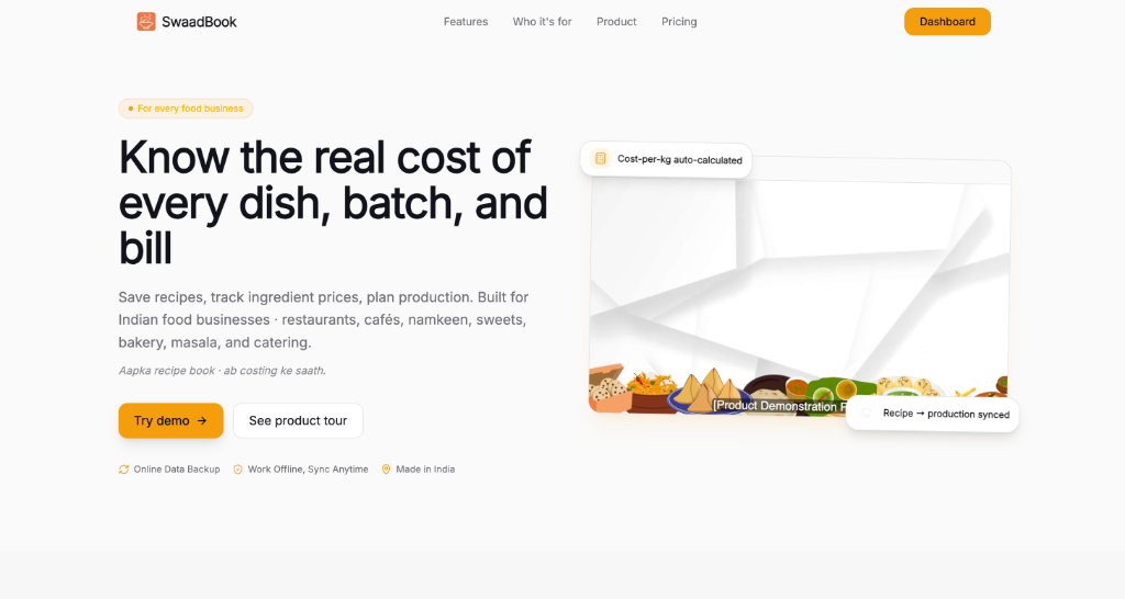 SwaadBook screenshot